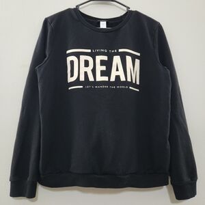 🦋 Y2K Black Crewneck Sweater with Dream Print By Joe Boxer